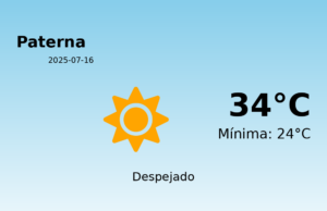 Previsión de la AEMET en Paterna hoy 16 de Julio de 2025