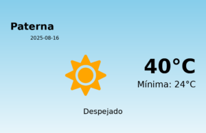 AEMET: El tiempo para Paterna – 16 de Agosto de 2025