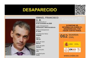 Buscan a Ismael Francisco, desaparecido en Vilamarxant
