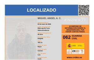 Localizado un hombre de 48 años desaparecido en Riba-roja de Túria