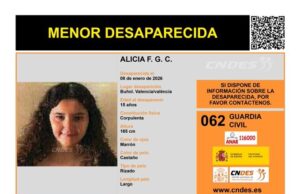 Desaparece Alicia F. G. C. en Buñol el 8 de enero